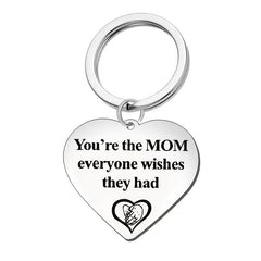 Mom's Gift Peach Heart Keychain