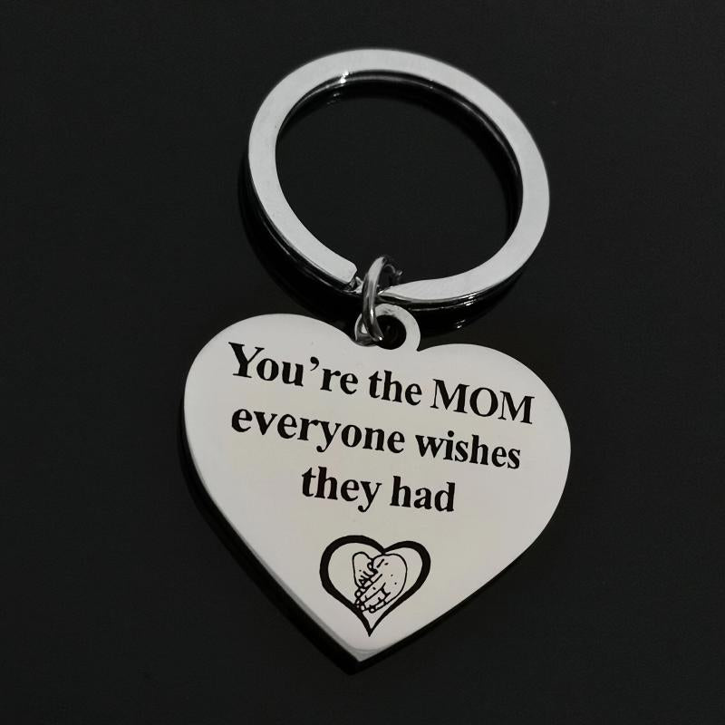 Mom's Gift Peach Heart Keychain