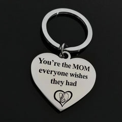 Mom's Gift Peach Heart Keychain