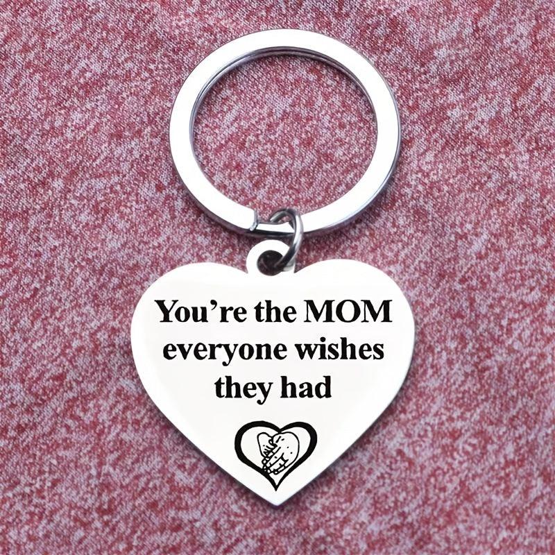 Mom's Gift Peach Heart Keychain