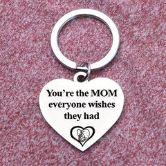 Mom's Gift Peach Heart Keychain
