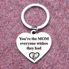 Mom's Gift Peach Heart Keychain