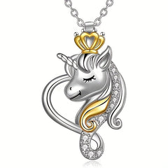 Unicorn Necklace Heart Pendant Toy Anniversary Christmas Gift