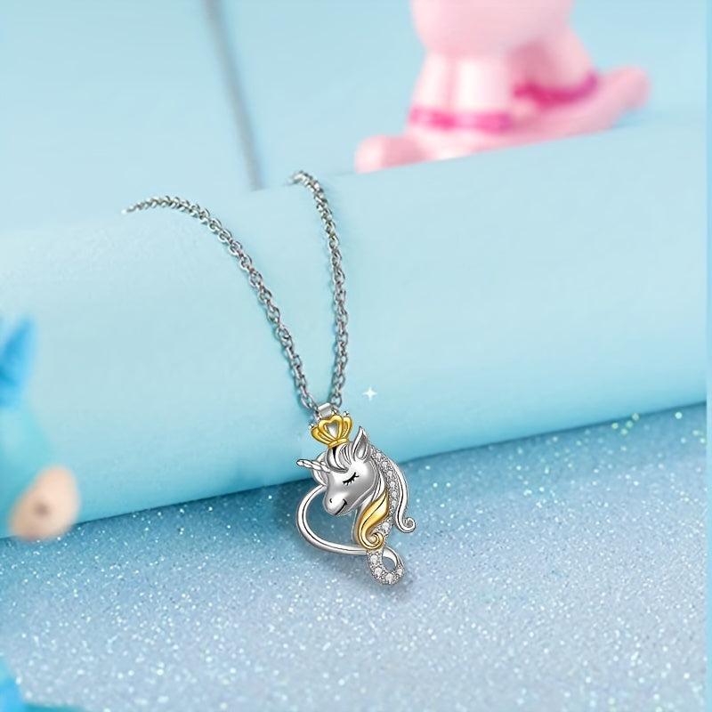 Unicorn Necklace Heart Pendant Toy Anniversary Christmas Gift