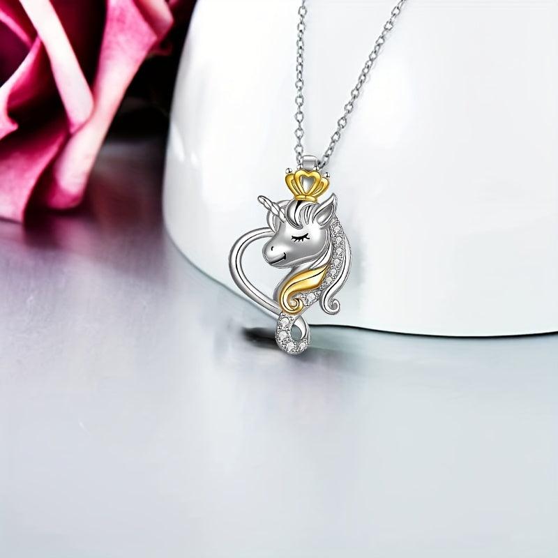 Unicorn Necklace Heart Pendant Toy Anniversary Christmas Gift