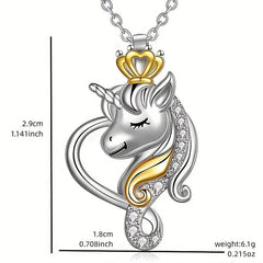 Unicorn Necklace Heart Pendant Toy Anniversary Christmas Gift