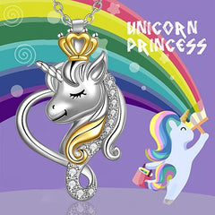 Unicorn Necklace Heart Pendant Toy Anniversary Christmas Gift