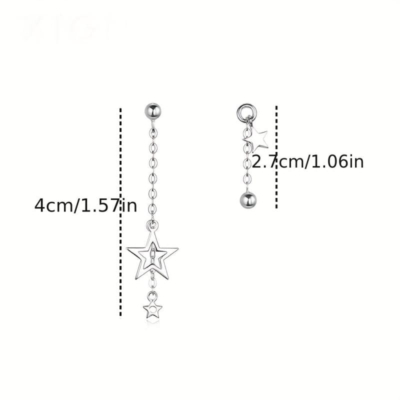 Asymmetric Hollow Star Tassel Earrings Christmas Gift