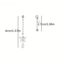 Asymmetric Hollow Star Tassel Earrings Christmas Gift