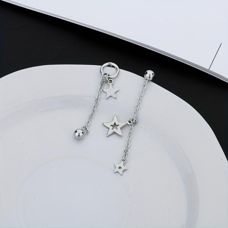 Asymmetric Hollow Star Tassel Earrings Christmas Gift