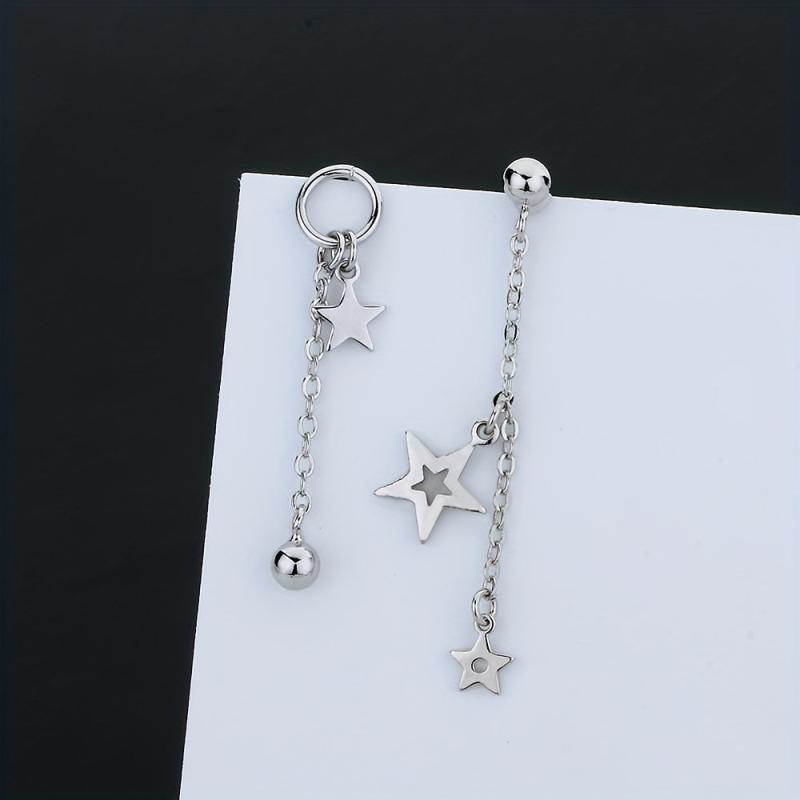Asymmetric Hollow Star Tassel Earrings Christmas Gift