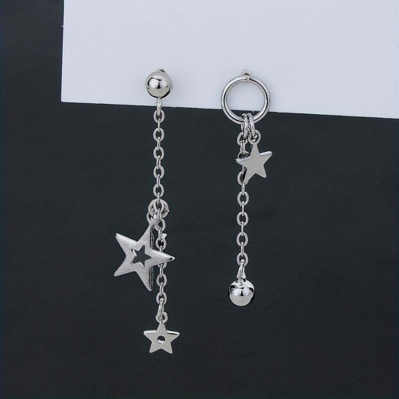 Asymmetric Hollow Star Tassel Earrings Christmas Gift
