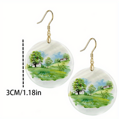 Green Landscape Acrylic Pendant Earrings Halloween Christmas Gift