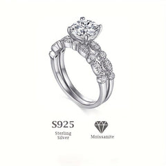 2PCS Moissanite Engagement & Wedding Rings Set For Women, Eternity Promise Ring