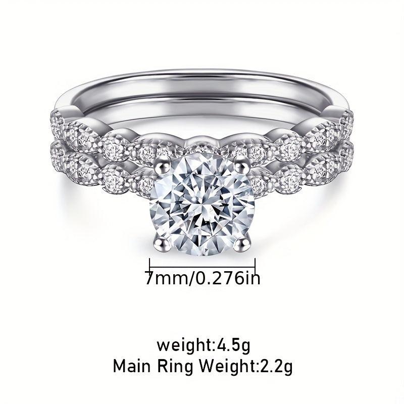 2PCS Moissanite Engagement & Wedding Rings Set For Women, Eternity Promise Ring