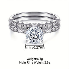 2PCS Moissanite Engagement & Wedding Rings Set For Women, Eternity Promise Ring