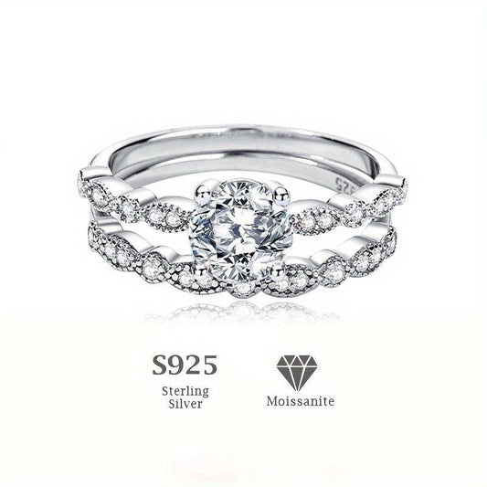 2PCS Moissanite Engagement & Wedding Rings Set For Women, Eternity Promise Ring