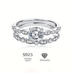 2PCS Moissanite Engagement & Wedding Rings Set For Women, Eternity Promise Ring