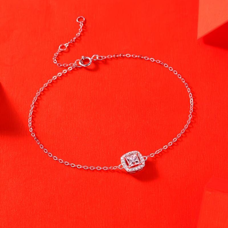 Moissanite Bracelet Silvery Women's Bracelet, Wedding Anniversary Gift