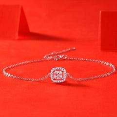 Moissanite Bracelet Silvery Women's Bracelet, Wedding Anniversary Gift
