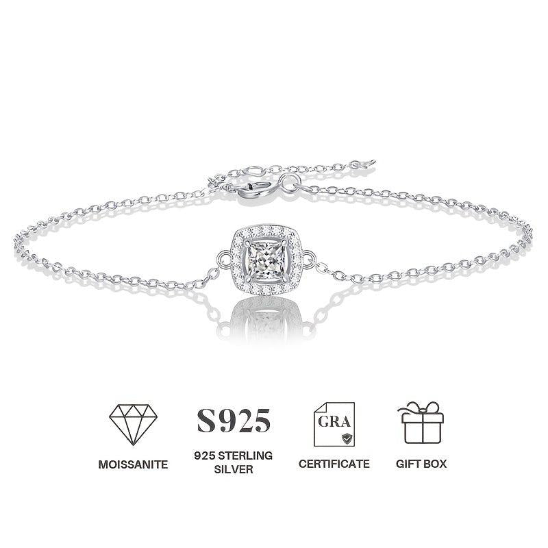 Moissanite Bracelet Silvery Women's Bracelet, Wedding Anniversary Gift