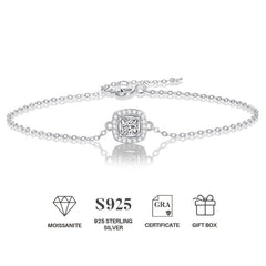 Moissanite Bracelet Silvery Women's Bracelet, Wedding Anniversary Gift