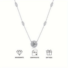 1 2 3ct Moissanite Necklace Women's Pendant Chain Decoration