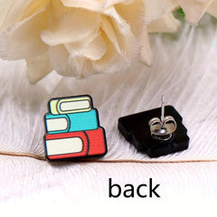 Teacher Pencil Ear Studs School Supplies Books Rainbow Acrylic Ear Accessories