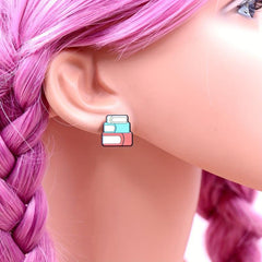 Teacher Pencil Ear Studs School Supplies Books Rainbow Acrylic Ear Accessories
