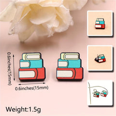 Teacher Pencil Ear Studs School Supplies Books Rainbow Acrylic Ear Accessories