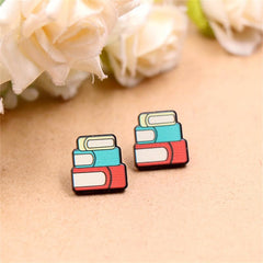 Teacher Pencil Ear Studs School Supplies Books Rainbow Acrylic Ear Accessories