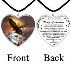 Girls Eagles Heart Glass Pendant Necklace Earrings Set