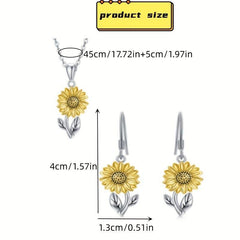 Sunflower Earrings & Necklace Set Floral Accessories Women Gift
