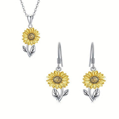 Sunflower Earrings & Necklace Set Floral Accessories Women Gift
