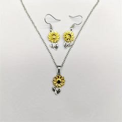 Sunflower Earrings & Necklace Set Floral Accessories Women Gift