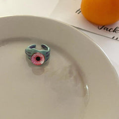 Funny Big Eye Denim Ring Sweet Hot Girl All Match Irregular Open Finger Ring