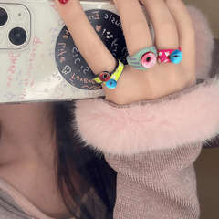 Funny Big Eye Denim Ring Sweet Hot Girl All Match Irregular Open Finger Ring