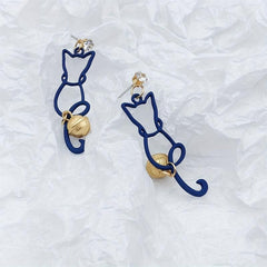 Cat Flower Dangle Earrings Jewelry Gift for Women Girls Mom Wife