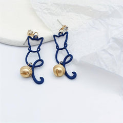 Cat Flower Dangle Earrings Jewelry Gift for Women Girls Mom Wife