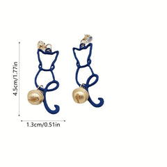 Cat Flower Dangle Earrings Jewelry Gift for Women Girls Mom Wife