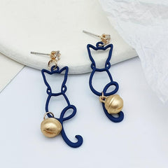 Cat Flower Dangle Earrings Jewelry Gift for Women Girls Mom Wife