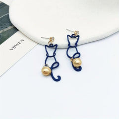 Cat Flower Dangle Earrings Jewelry Gift for Women Girls Mom Wife