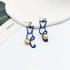 Cat Flower Dangle Earrings Jewelry Gift for Women Girls Mom Wife