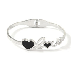 Steel Peach Heart Carved LOVE Art Classic Vintage Jewelry