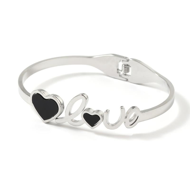 Steel Peach Heart Carved LOVE Art Classic Vintage Jewelry