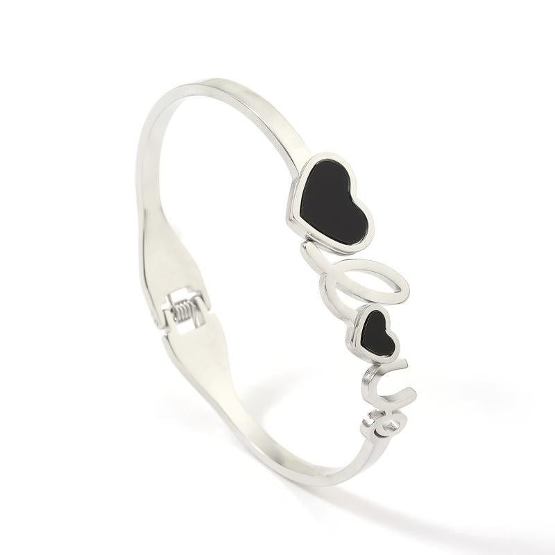 Steel Peach Heart Carved LOVE Art Classic Vintage Jewelry