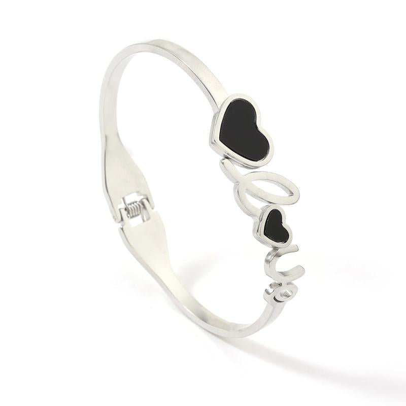 Steel Peach Heart Carved LOVE Art Classic Vintage Jewelry