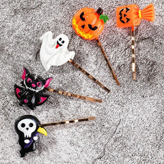 Funny Halloween Hair Clip Set - Bat Pumpkin Ghost Skull Hair Accessories