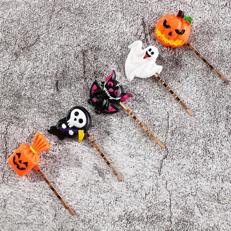 Funny Halloween Hair Clip Set - Bat Pumpkin Ghost Skull Hair Accessories