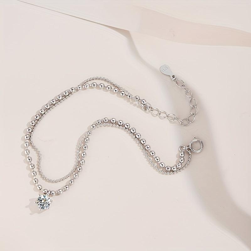 Moissanite Ball Bead Bracelet 925 Silver Casual Bracelet